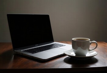 Coffee Break: A Laptop and Cup of Coffee on a Desk
