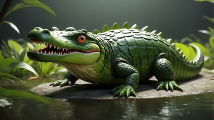 Obraz premium an avocado transformed into an alligator with t background