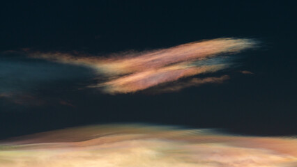 Luminous polar stratospheric clouds, mother of pearl 