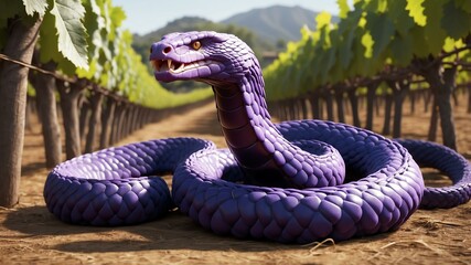 Fototapeta premium a ripe purple grape transformed into a regal king cobr background