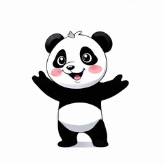 Fototapeta premium Friendly Panda Smiling and Waving