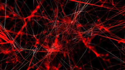 Obraz premium Dynamic plexus of red and black lines, providing a striking contrast and a bold backdrop for text