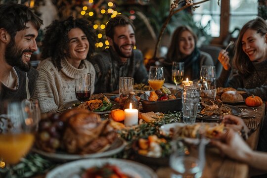 a group of people sitting around a dinner table