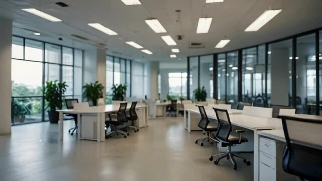 Blur focus of White open space office interior can be used as background
