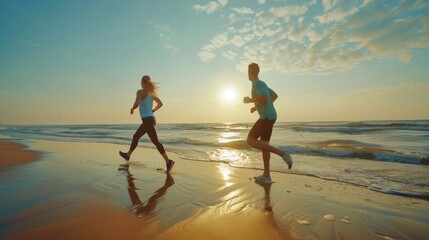 Lower couple young two friend strong sporty sportswoman sportsman woman man in sport clothes warm up training do stretch exercise on sand sea ocean beach outdoor jog on seaside in summer day morning.
