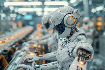 Robot in manufacturing, bionic workforce, integration of AI technology, industry revolution