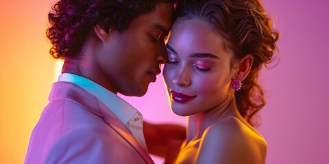 Obraz premium Romantic Couple in Close Embrace