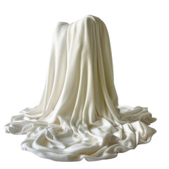 Soft White Fabric Draped Elegantly Without Background.