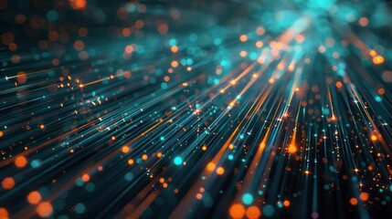 Glowing lattice of cyan and orange fibers sprawling across a matte black canvas, designed for dynamic text displays