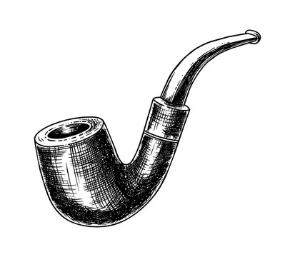 recommend clip art: smoking pipe engraving black and white outline