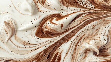 Swirling Chocolate and White Cream Abstract