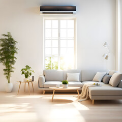 Minimalist home interior design of modern living room.