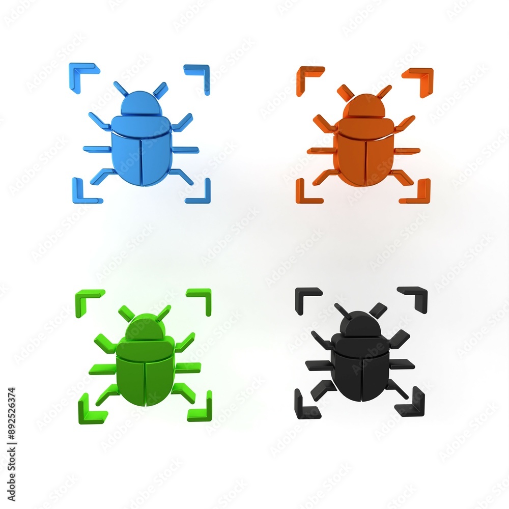 Poster colorful system bug concept icon isolated on white background. code bug concept. bug in the system. 
