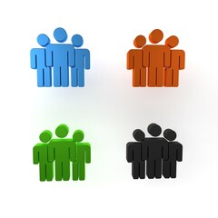 Colorful Users group icon isolated on white background. Group of people icon. Business avatar symbol - users profile icon. Minimalism concept. 3D render illustration
