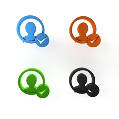 Colorful Create account screen icon isolated on white background. Minimalism concept. 3D render illustration