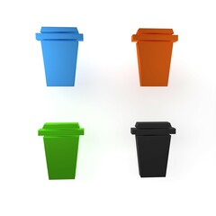 Colorful Coffee cup to go icon isolated on white background. Minimalism concept. 3D render illustration