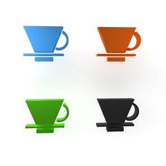 Colorful V60 coffee maker icon isolated on white background. Minimalism concept. 3D render illustration