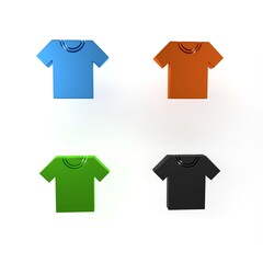 Colorful T-shirt icon isolated on white background. Minimalism concept. 3D render illustration