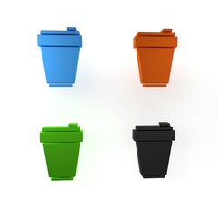 Colorful Fitness shaker icon isolated on white background. Sports shaker bottle with lid for water and protein cocktails. Minimalism concept. 3D render illustration