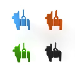 Colorful Pinata icon isolated on white background. Mexican traditional birthday toy. Minimalism concept. 3D render illustration