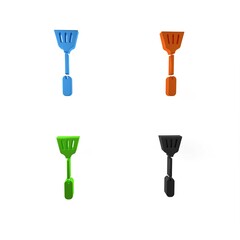 Colorful Fly swatter icon isolated on white background. Minimalism concept. 3D render illustration