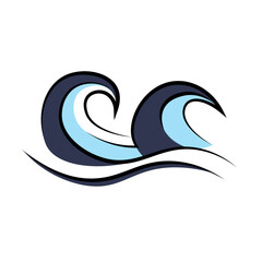 abstract blue wave logo on white background