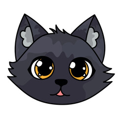 cute vector black cat with yellow eyes