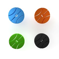 Colorful Basketball ball icon isolated on white background. Sport symbol. Minimalism concept. 3D render illustration