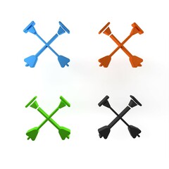 Colorful Arrow with sucker tip icon isolated on white background. Minimalism concept. 3D render illustration