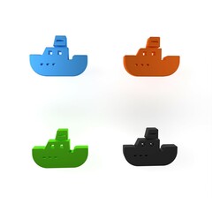 Colorful Toy boat icon isolated on white background. Minimalism concept. 3D render illustration