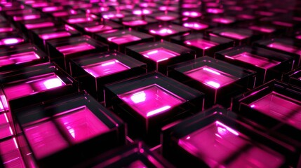Fototapeta premium Luminous grid of magenta and black plexus, perfect for central text placement