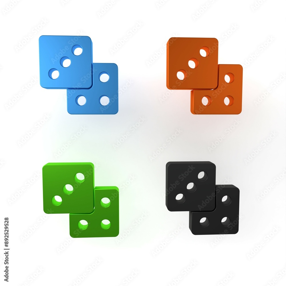 Canvas Prints colorful game dice icon isolated on white background. casino gambling. minimalism concept. 3d render