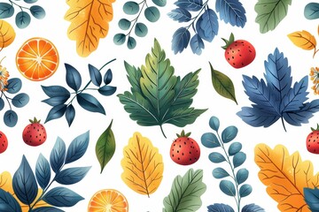 Fototapeta premium Background featuring eco-friendly nature elements like leaves, trees, and flowers, highlighting sustainability and green living. Generative AI