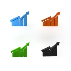 Colorful Financial growth increase icon isolated on white background. Increasing revenue. Minimalism concept. 3D render illustration