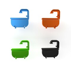 Colorful Bathtub icon isolated on white background. Minimalism concept. 3D render illustration