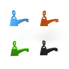 Colorful Water tap icon isolated on white background. Minimalism concept. 3D render illustration