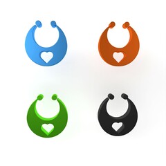 Colorful Baby bib icon isolated on white background. Minimalism concept. 3D render illustration