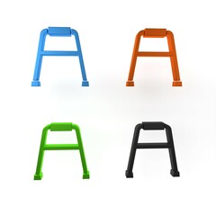 Colorful Walker for disabled person icon isolated on white background. Minimalism concept. 3D render illustration