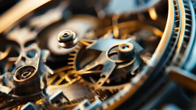 Intricate gears and mechanical parts of a watch in close-up view