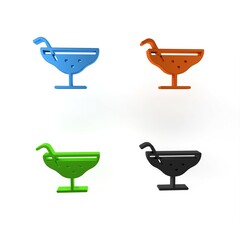 Colorful Cocktail icon isolated on white background. Minimalism concept. 3D render illustration