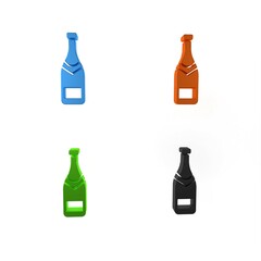 Colorful Champagne bottle icon isolated on white background. Minimalism concept. 3D render illustration