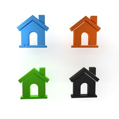Colorful House icon isolated on white background. Home symbol. Minimalism concept. 3D render illustration