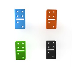Colorful Domino icon isolated on white background. Minimalism concept. 3D render illustration