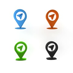 Colorful Map pin icon isolated on white background. Navigation, pointer, location, map, gps, direction concept. Minimalism concept. 3D render illustration