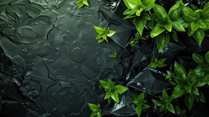 Lush green and black plexus design, with text space on the upper right for natural and organic themes