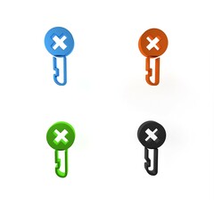Colorful Wrong key icon isolated on white background. Minimalism concept. 3D render illustration