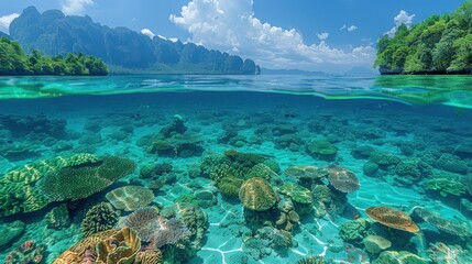 Underwater Paradise: Lush Coral Reefs and a Tranquil Lagoon