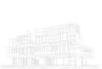 sketch of building 3d rendering