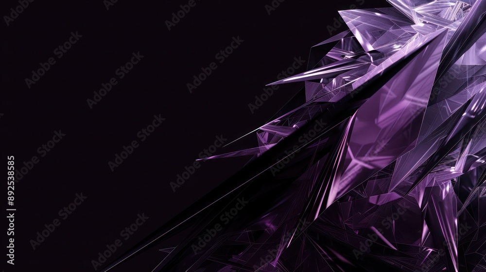 Fototapete plexus background in shades of purple and black, designed with text space along the bottom edge