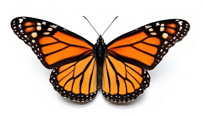 monarch butterfly - Danaus plexippus - or milkweed, common tiger, wanderer, and black veined brown,...